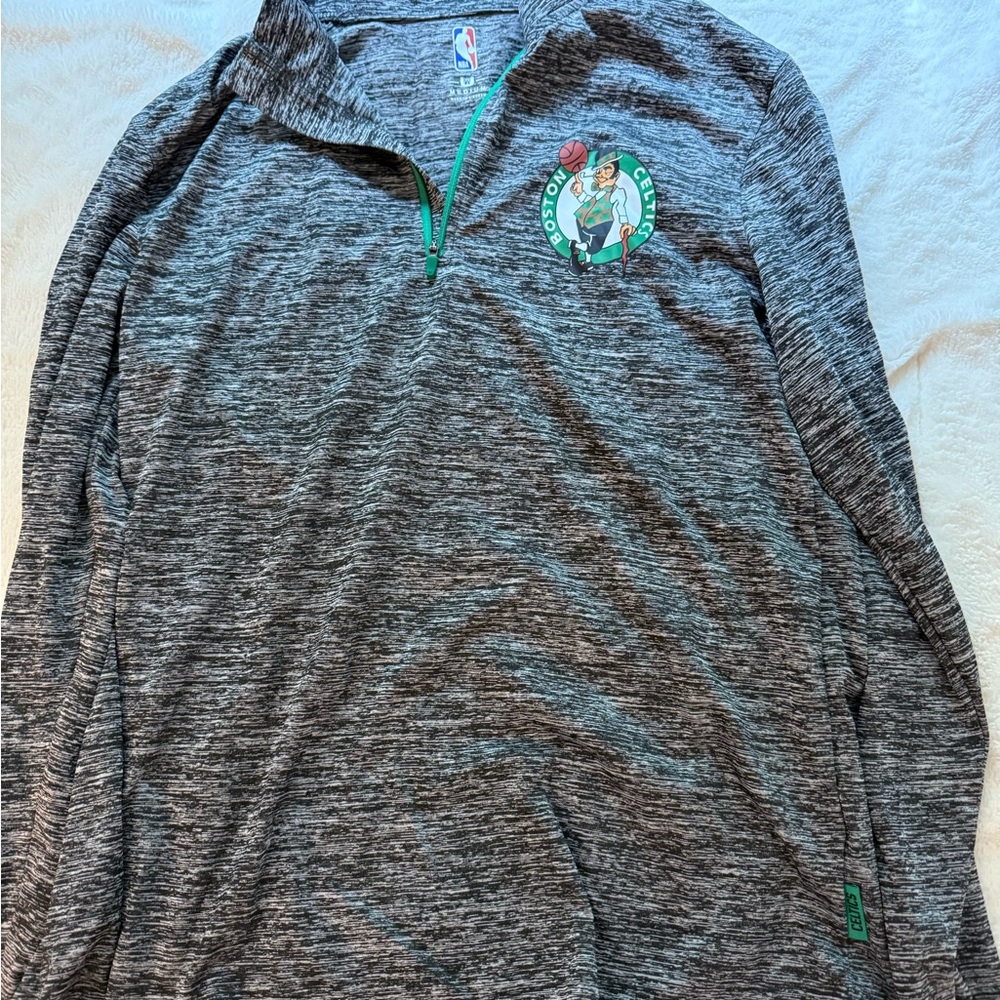 NBA Gray Long Sleeve Tee with Green Accents